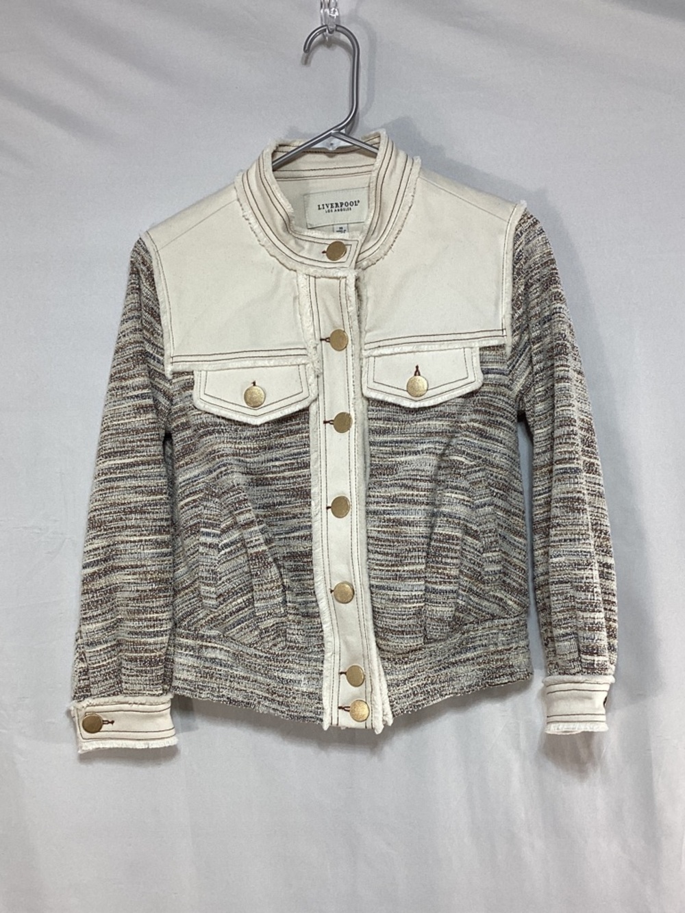 Liverpool Cream and Neutral Multi-Texture Button-Front Jacket